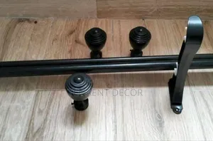 Black Powder Coated Curtain Rod With Brackets And Flowers