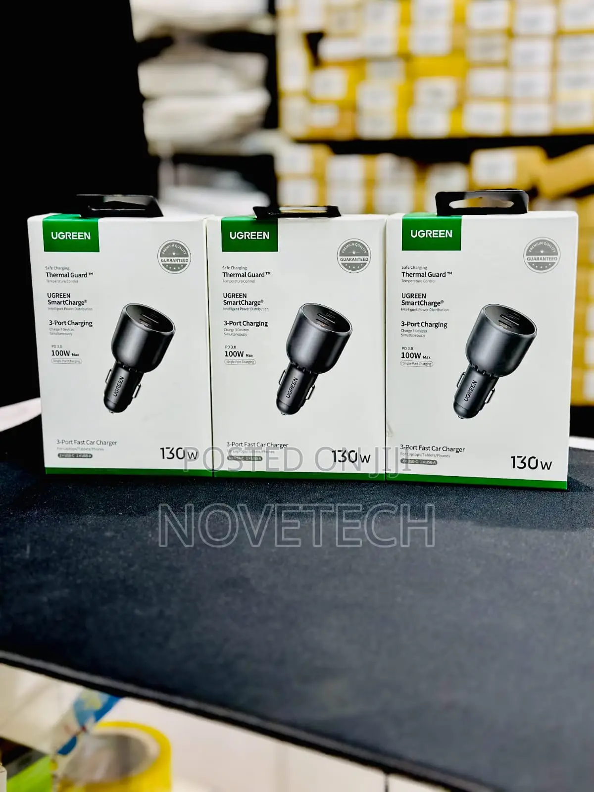 The Ugreen 130w Usb C Car Charger Charges 3 Devices Simultaneously