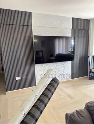 Flutted Wallpaper and Marble Wallpaper for Tv Area