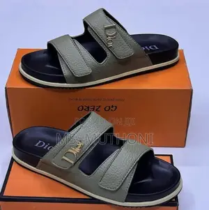 Dior Two-Strap Sandals in a Green/Khaki Tone