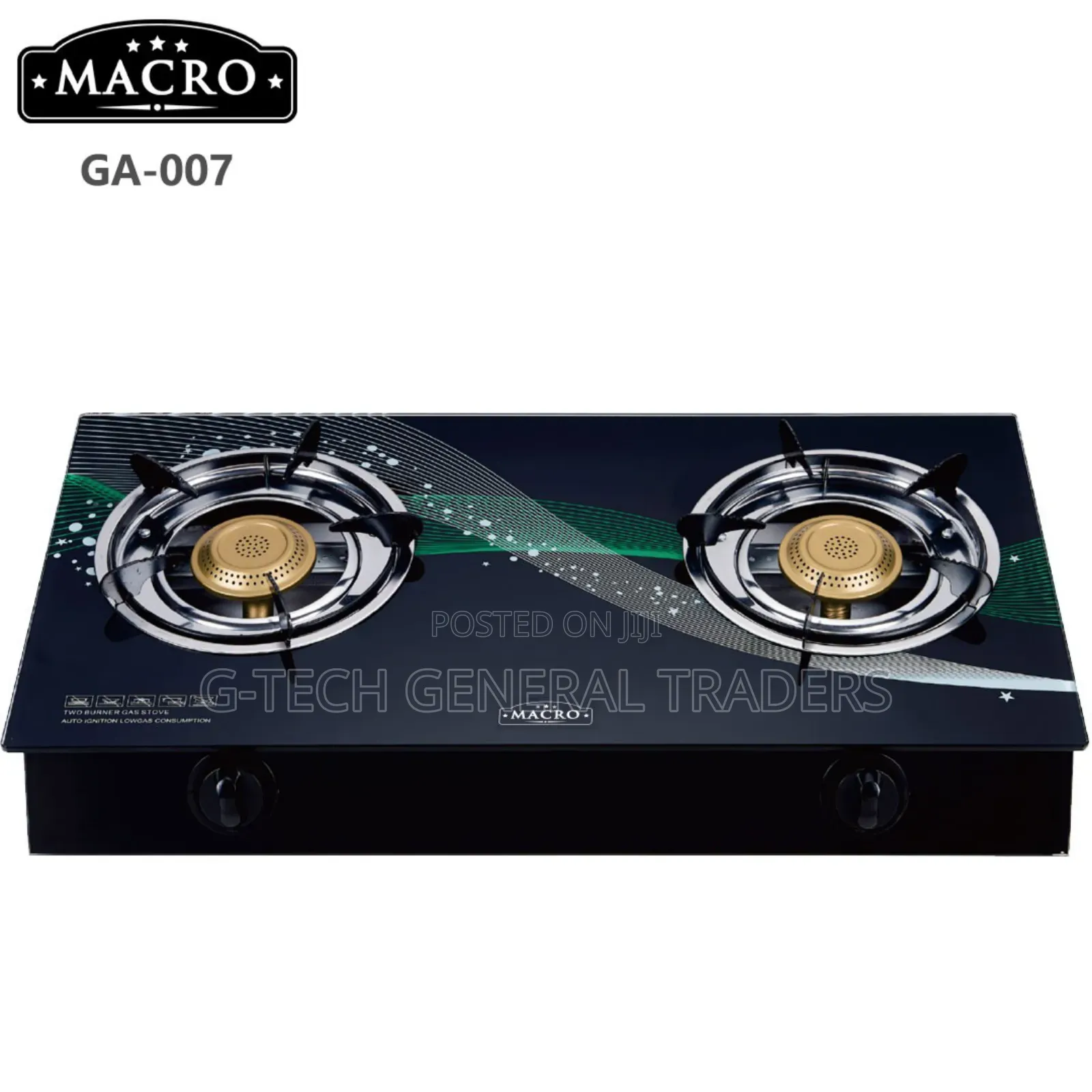 Nunix Macro 2burner Auto Ignition Glass Cooker
