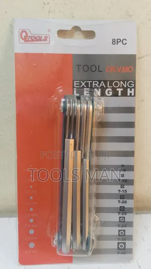 8-piece Qtools Extra-long Hex Key Set. Alla Keys.