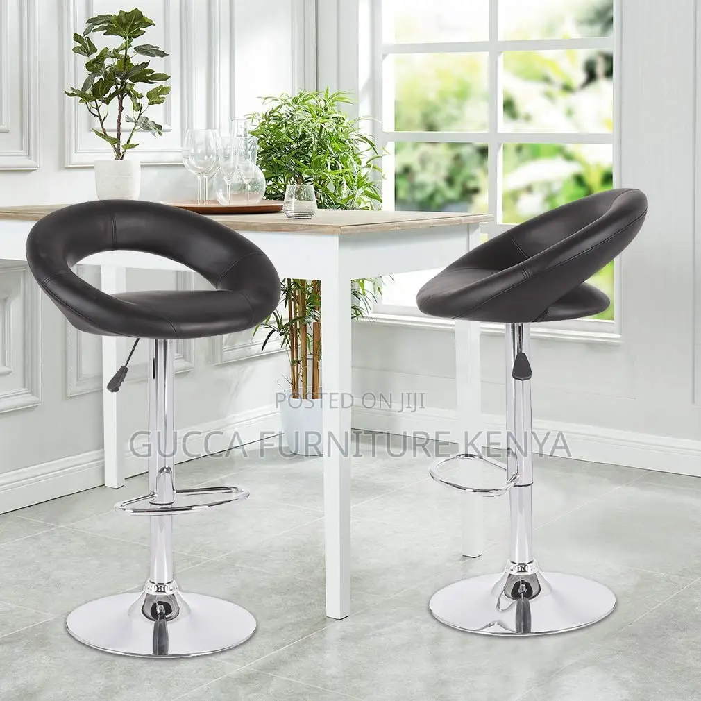 Round Upholstered Swivel Counter Barstool