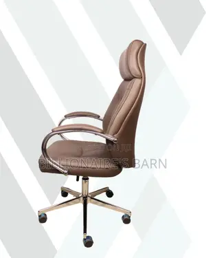 Brown Executive Leather Office Chair • Smooth Movement, Padded Arms