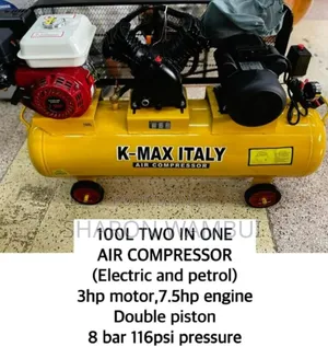 K-Max 100l Electric and Petrol (2in1) Air Compressor/K-Max Compressor
