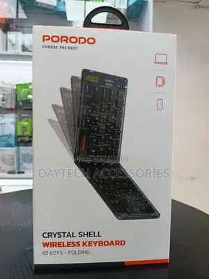 This Is a Porodo Crystal Shell Wireless Keyboard.