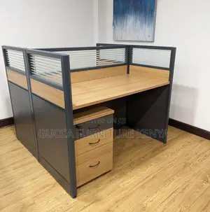 4-way Brown Modular Office Workstation