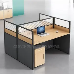 4-way Brown Modular Office Workstation