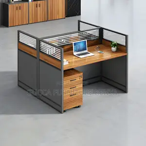 4-way Brown Modular Office Workstation
