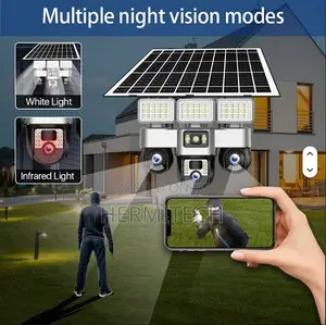 Solar Flood Light CCTV Camera Security 3 Lens PTZ 4g Sim