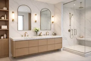 Luxury White Sintered Stone – Modern Bathroom Vanity Wall Cladding