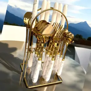 24pc Marble Cutlery Set