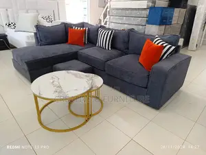 Executive Blue L-Sofa Set