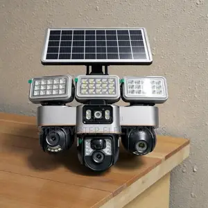 Pir Human Detection 12mp 4g PTZ 3-Lens Camera With Solar Flood Light