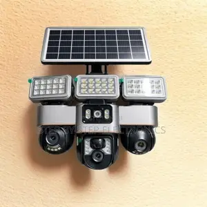 Motion Detection 12mp 4g PTZ 3 Lens Camera With Solar Flood Light