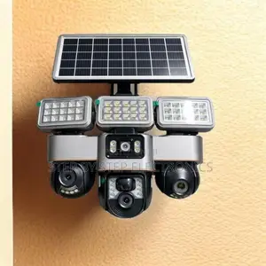 Home Security 12mp 4g PTZ Rotating 3lens Camera With Solar Flood Light