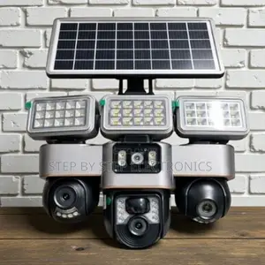 Smart Home Security 12mp 4g PTZ 3 Lens Camera With Solar Flood Light