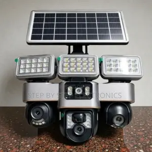 Cloud Storage Support 12mp 4g PTZ 3-Lens Camera With Solar Flood Light