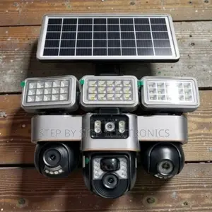 Indoor Outdoor Security 12mp 4g PTZ 3lens Camera With Solar Floodlight