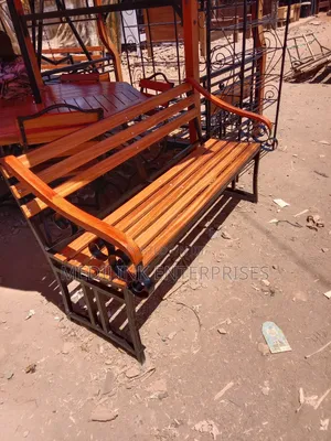 Bench With Armrest Both Wooden and Metallic