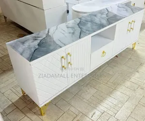 Luxury Marble-Top Tv Stand – 6 Ft