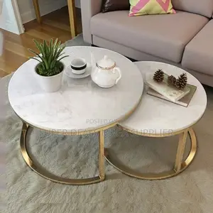 Elegant Marble Round Coffee Table Set for Modern Living Rooms