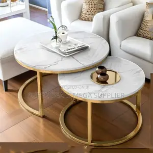 Space Saving Marble Nesting Coffee Tables With Gold Metal Legs