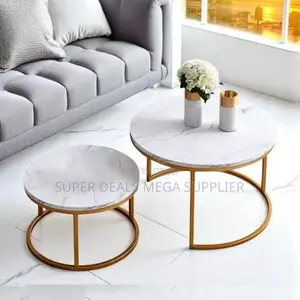 Elegant Dual Round Marble Coffee Table Set for Stylish Spaces