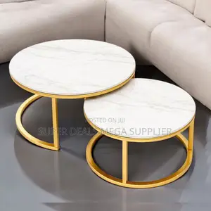 Luxury White Marble Small and Large Round Nesting Coffee Table Set