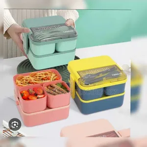 1800ml 2 Layer Compartment Lunch Box  With Fork And Spoon