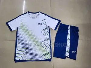 T90 Football Uniform Set White With Royal Blue Short