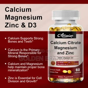 Calcium Magnesium Zinc + D3 for Strong Bones, Nerves Blood Pressure