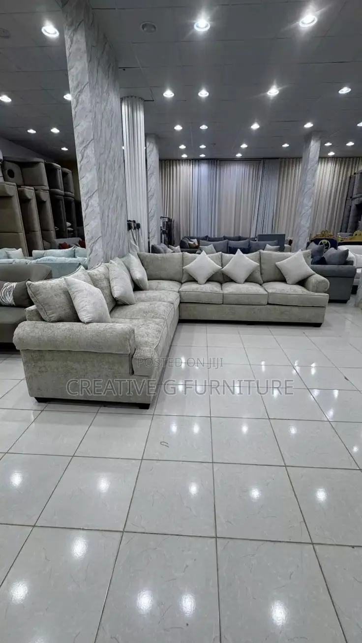 Trendy Fabric L-Sofa Set
