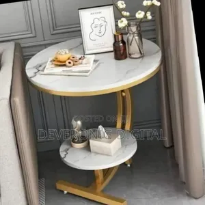 Console Bedside Cabinet Double Layer Mdf Marble Effect Coffees Table