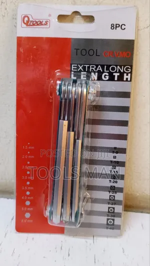 8-Piece Allen Keys, Extra-Long, Folding Hex and Star (Torx) Key Set.