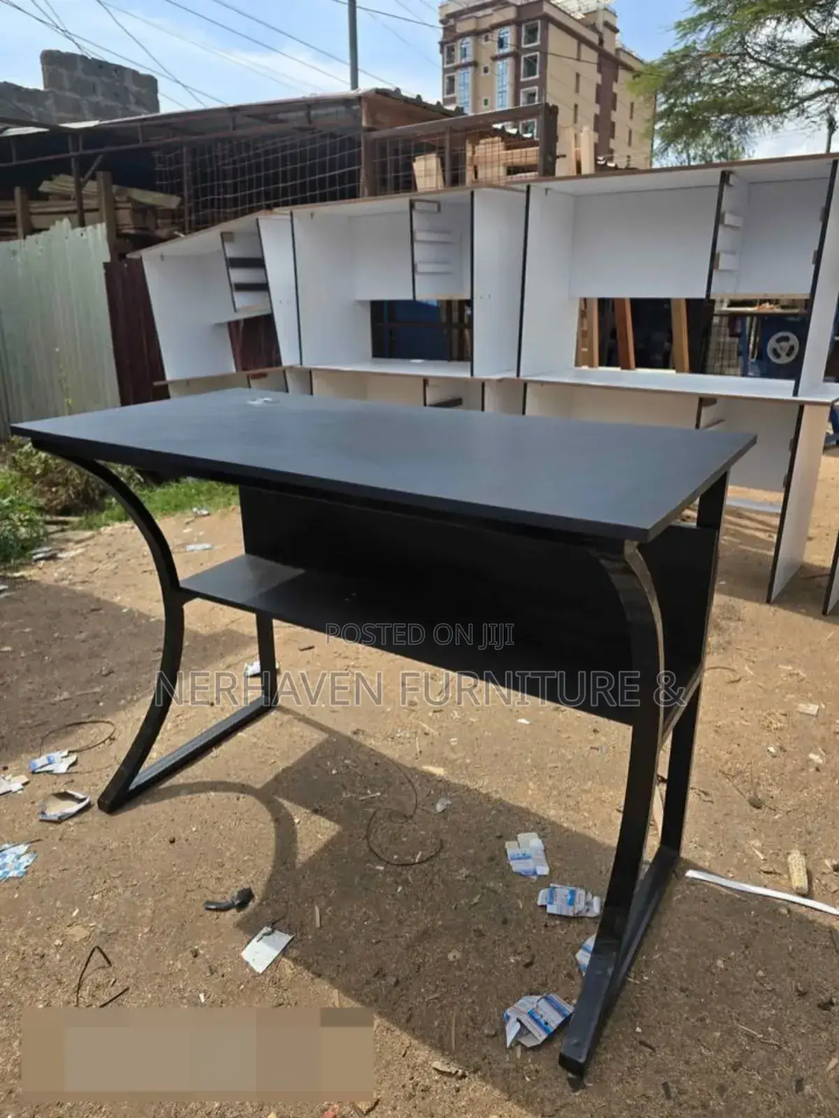 Modern Metallic Desk With Under Shelf – Strong Stylish