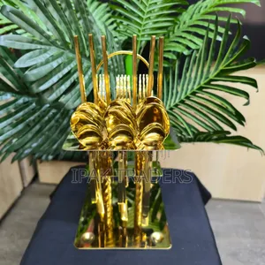 *24pcs Gold Cutlery Set With Unique Stand*