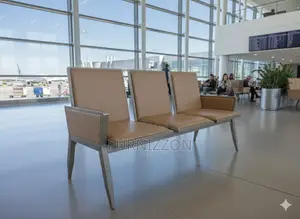 Brown Pu Padded 3 Seater Waiting Bench