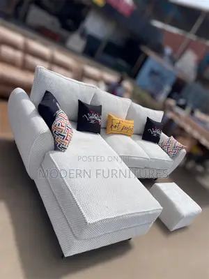 Modern White L Sofa