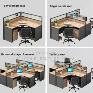 4-way Curved Brown Modular Office Workstation