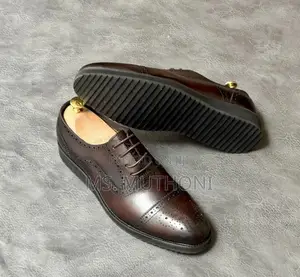 Di Bianco Men's Burgundy Leather Oxford Brogue Shoes Size 40 - 45