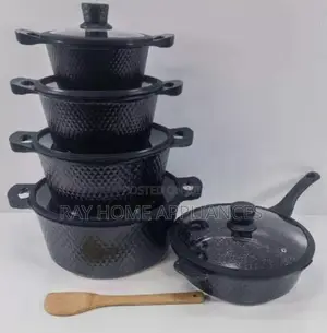 Bosch 11pieces Cookware With Silicone Lid Covers Diamond Texture Black