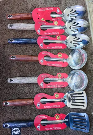A Pair (Any Two ) Wooden Curved Handle Cooking Spoons