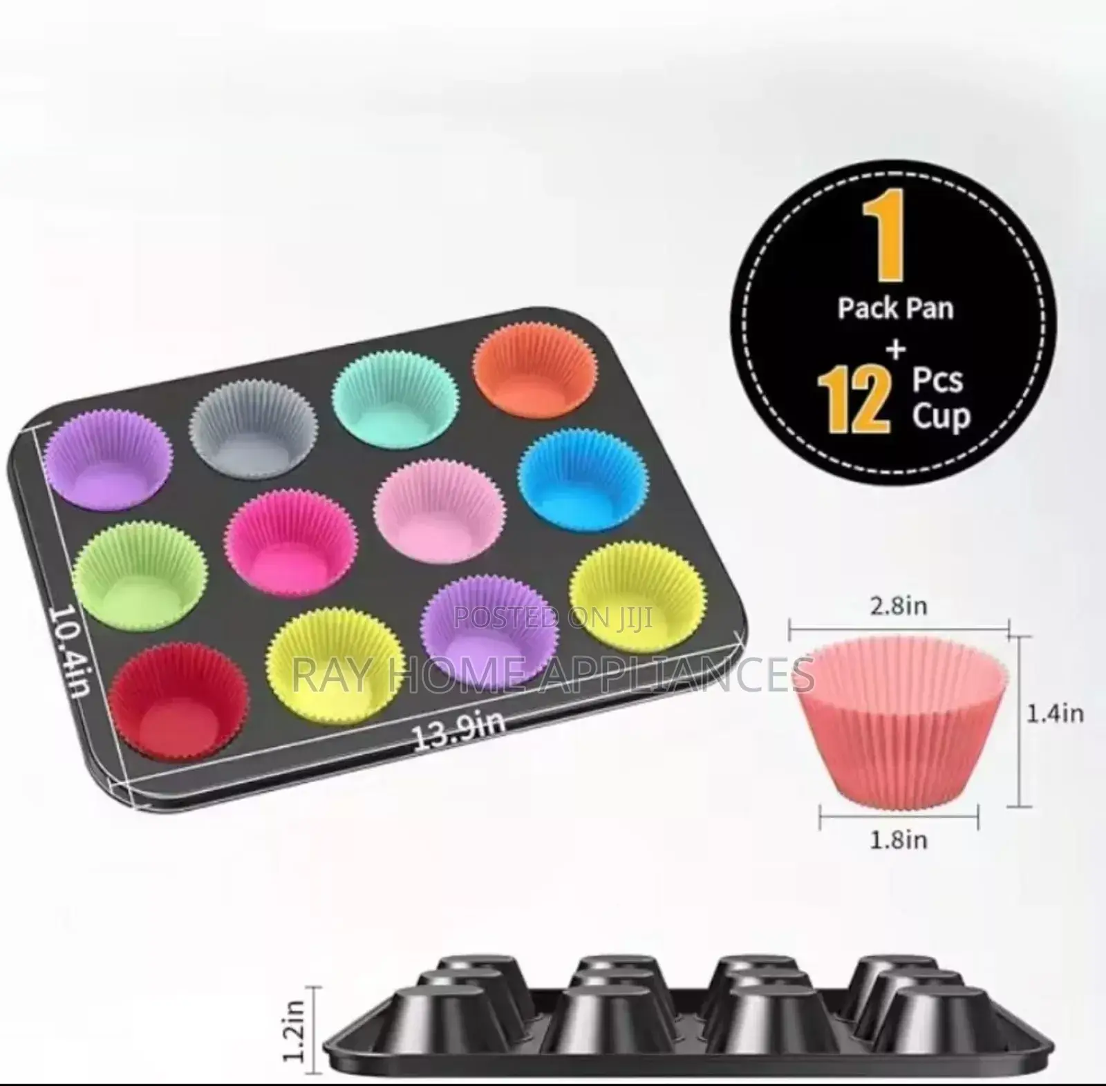 12pcs Silicon Reusable Moulds With Cup Cake Baking Mould