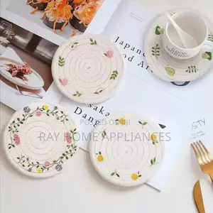Woven Place Mats 2pcs Material Wooden
 Non-Slip Coaster Set Size 18cm