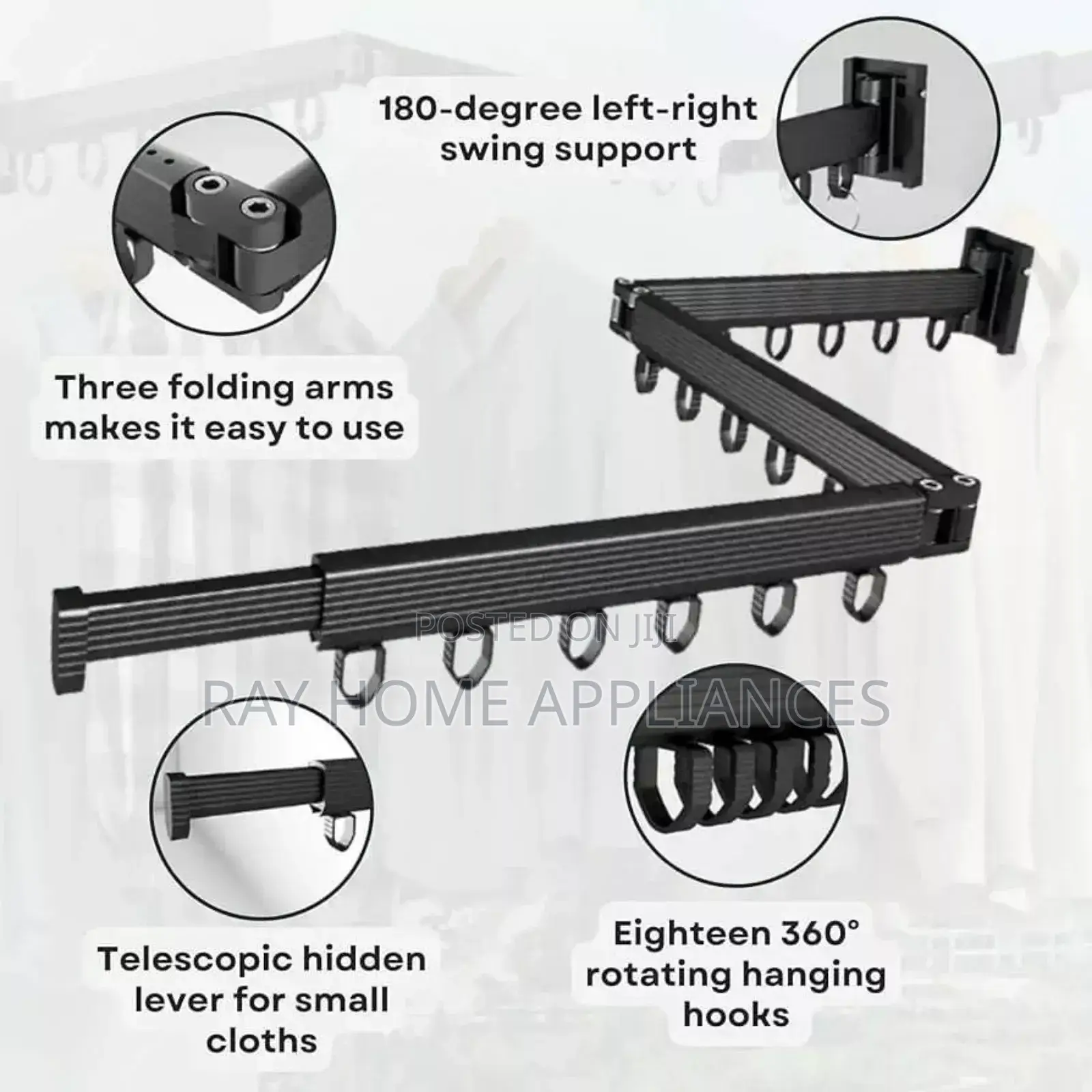 Foldable Wall Mounted Drying Clothes Indoor/Outdoor 360 Rotating Rack