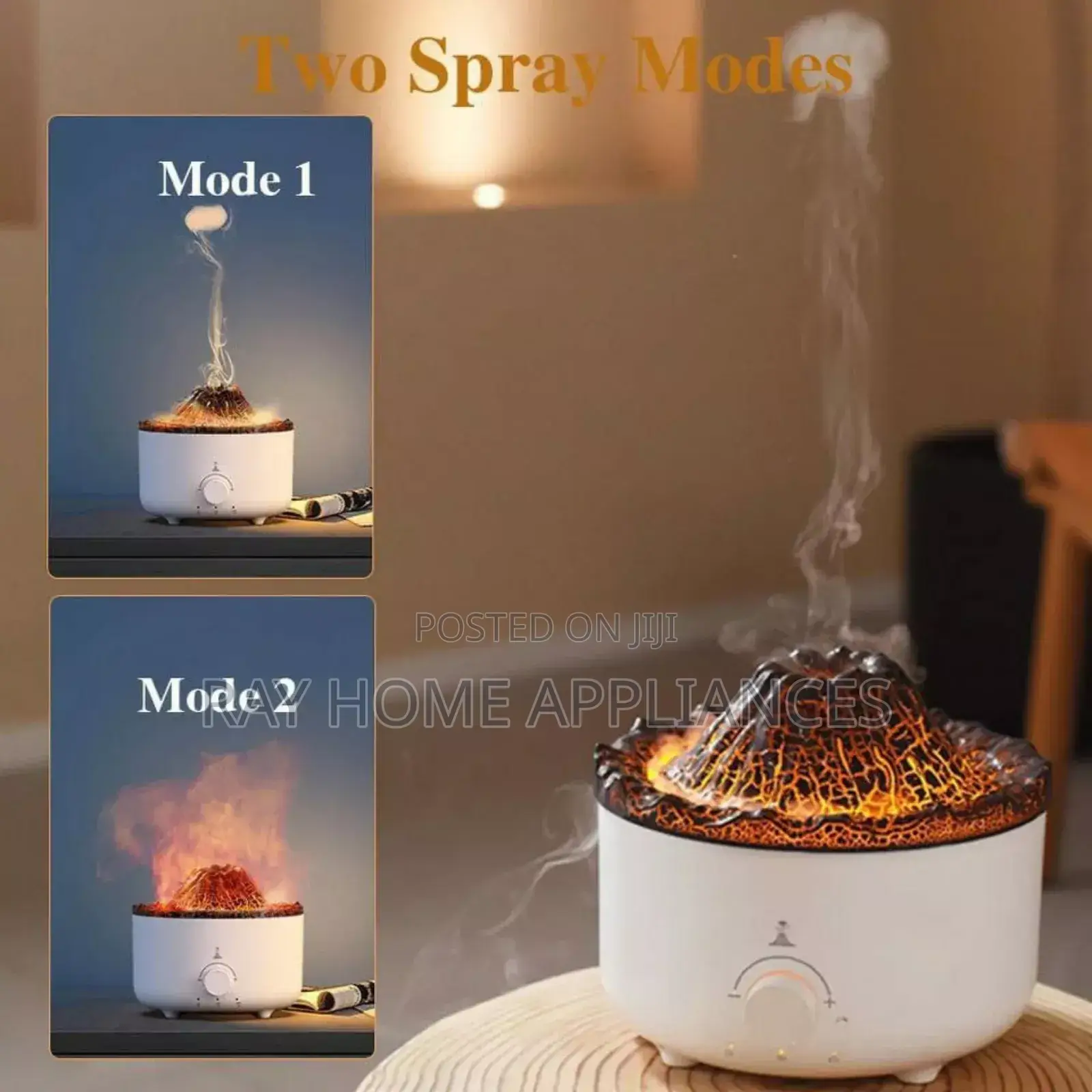 Volcano Aromatherapy Diffuser/Humidifier 560ml Two-Speed Timing 3h/6h.