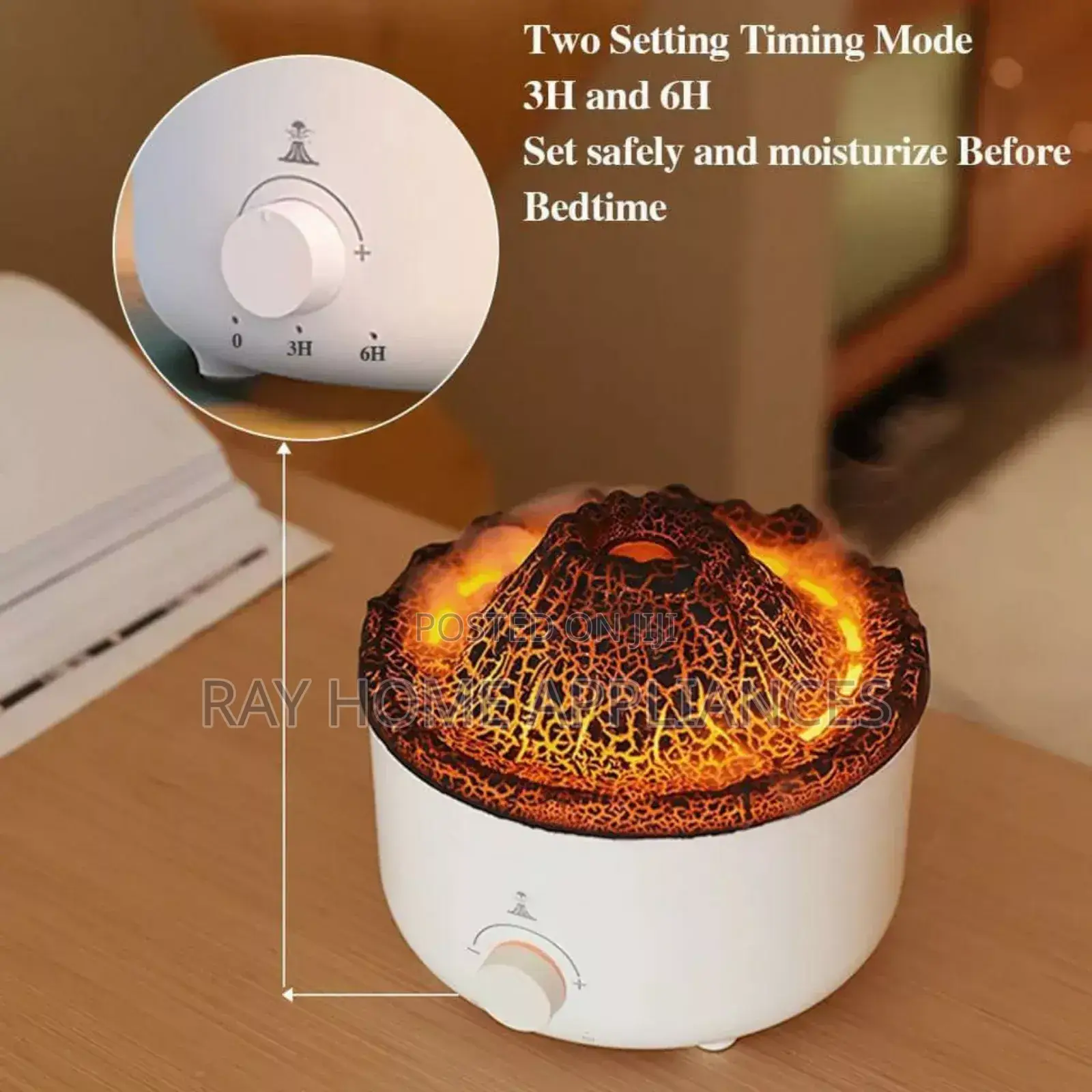 Volcano Aromatherapy Diffuser/Humidifier 560ml Two-Speed Timing 3h/6h.