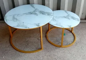 Marble Nesting Coffee Table (Glass Effect) White