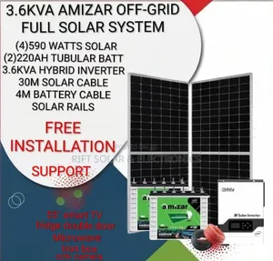 3.6kw Total Off Grid Package for Home Lighting,Music, 50" Tv, Fridge.